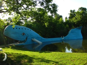 The Blue Whale in Catoosa.  This used to be a popular swimming spot, and you could jump off the whale into the water - so cute!